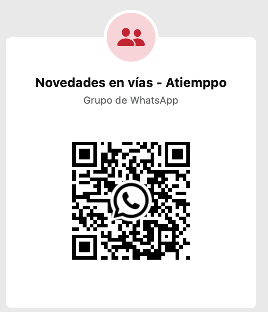 Código QR para unirse al grupo de WhatsApp Novedades en vías - Atiemppo